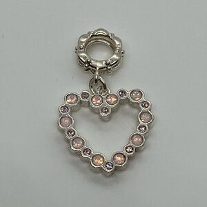 Chamilia 925 Sterling Silver Open Heart Pink Purple Opalescent Heart Charm Bead
